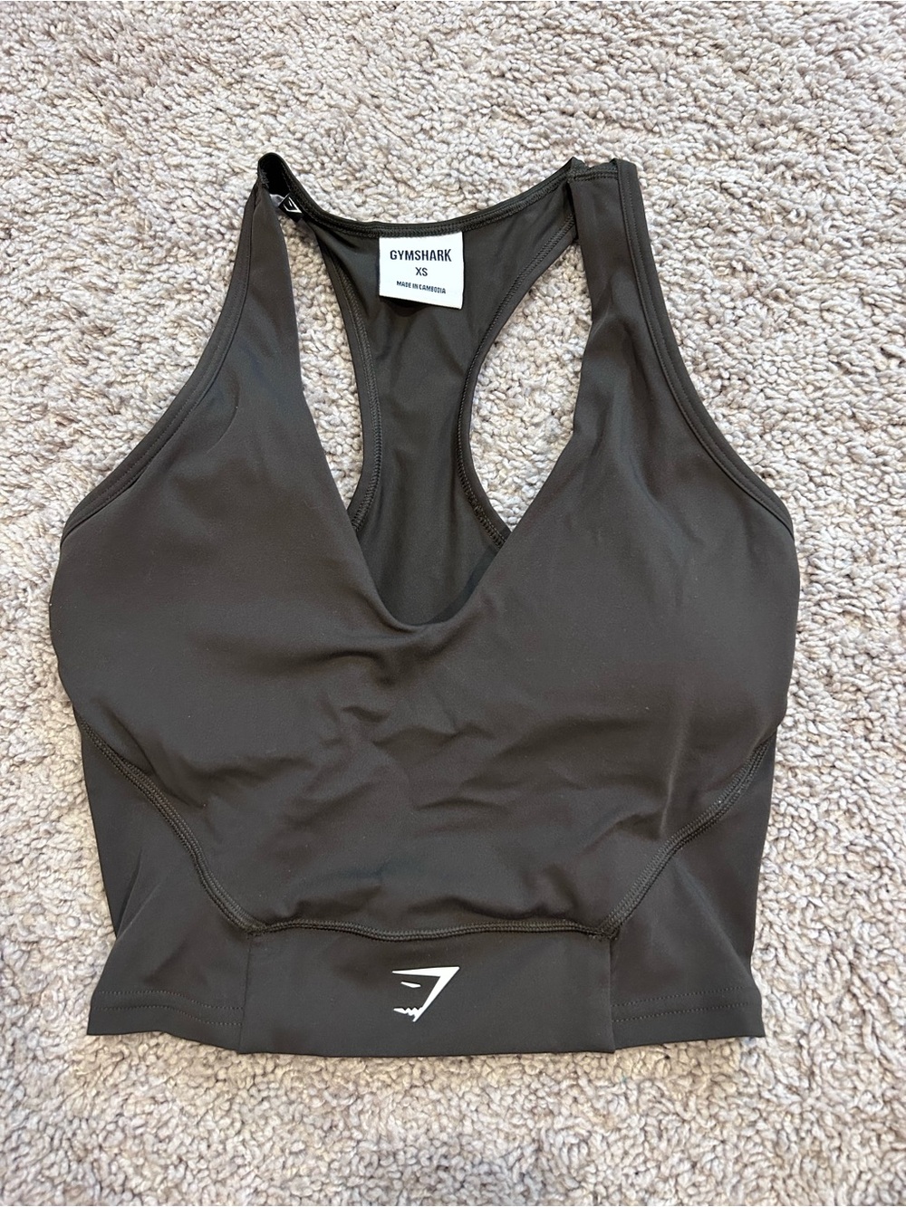 Gymshark gray-Black Longline Racerback Sports Bra Top xsmall